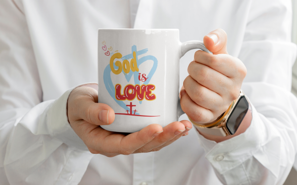 God is Love - Ceramic Mug - 11 oz - Image 4