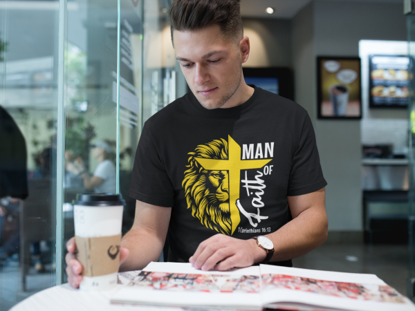 Man/Woman of Faith” Hoodie or T-Shirt | Lion + Cross | 1 Cor. 16:13 - Image 8