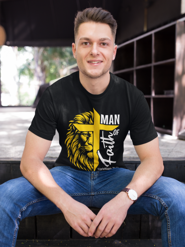 Man/Woman of Faith” Hoodie or T-Shirt | Lion + Cross | 1 Cor. 16:13 - Image 9