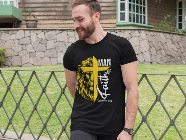 Man/Woman of Faith” Hoodie or T-Shirt | Lion + Cross | 1 Cor. 16:13 - Image 11