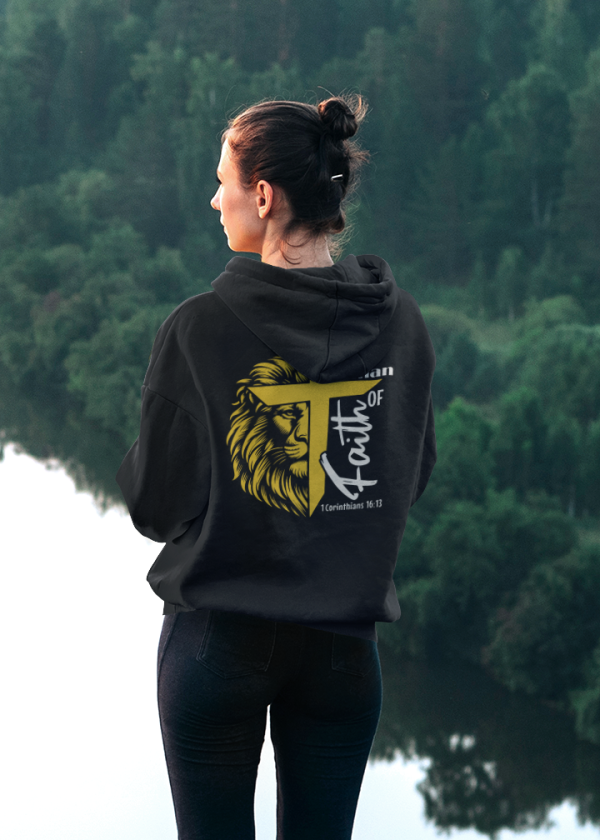 Man/Woman of Faith” Hoodie or T-Shirt | Lion + Cross | 1 Cor. 16:13 - Image 18